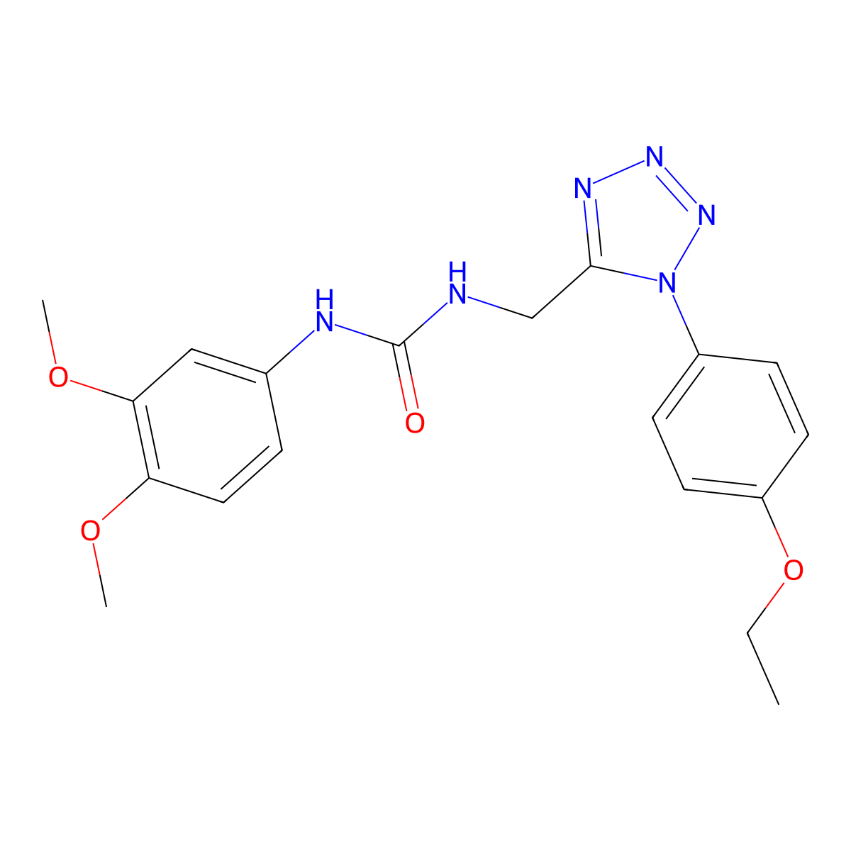 1-(3,4-dimethoxyphenyl)-3-((1-(4-ethoxyphenyl)-1H-tetrazol-5-yl)methyl)urea molecular structure, CAS 1005293-27-5