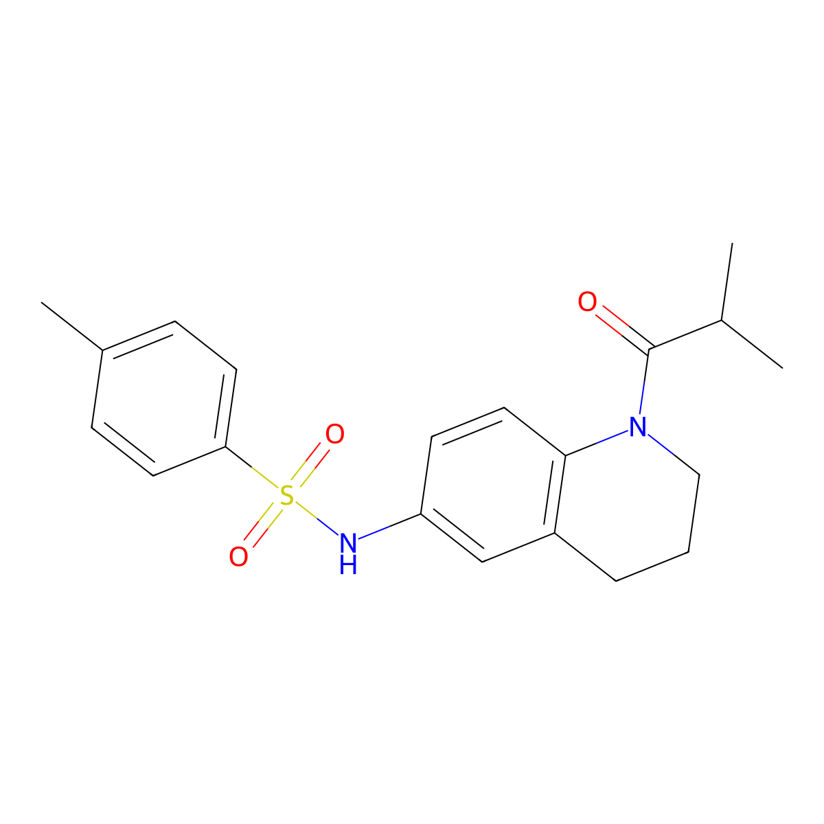N-(1-isobutyryl-1,2,3,4-tetrahydroquinolin-6-yl)-4-methylbenzenesulfonamide molecular structure, CAS 1005293-28-6