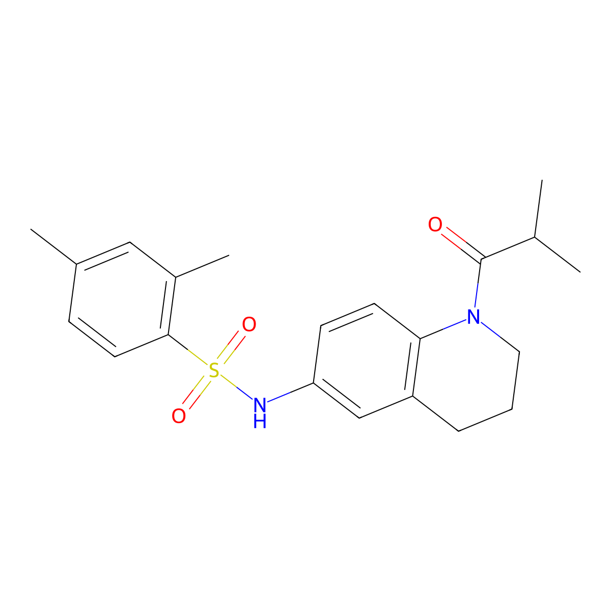 N-(1-isobutyryl-1,2,3,4-tetrahydroquinolin-6-yl)-2,4-dimethylbenzenesulfonamide molecular structure, CAS 1005293-31-1