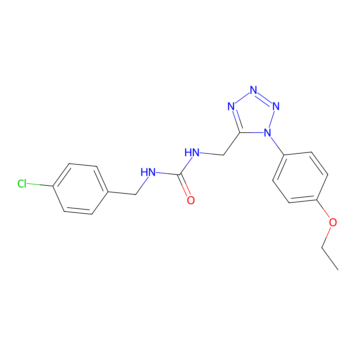 1-(4-chlorobenzyl)-3-((1-(4-ethoxyphenyl)-1H-tetrazol-5-yl)methyl)urea molecular structure, CAS 1005293-33-3