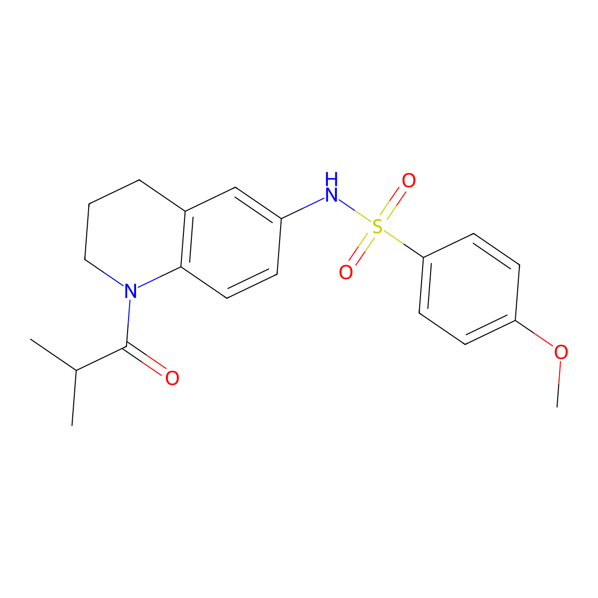 N-(1-isobutyryl-1,2,3,4-tetrahydroquinolin-6-yl)-4-methoxybenzenesulfonamide molecular structure, CAS 1005293-34-4