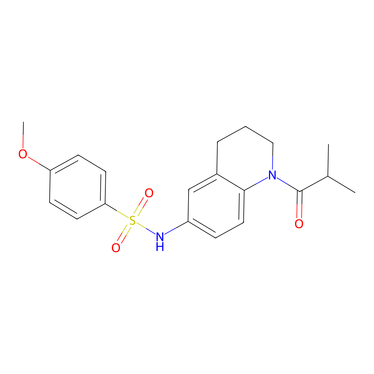 N-(1-isobutyryl-1,2,3,4-tetrahydroquinolin-6-yl)-4-methoxybenzenesulfonamide molecular structure, CAS 1005293-34-4