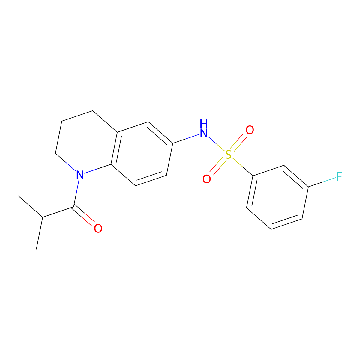 3-fluoro-N-(1-isobutyryl-1,2,3,4-tetrahydroquinolin-6-yl)benzenesulfonamide molecular structure, CAS 1005293-40-2