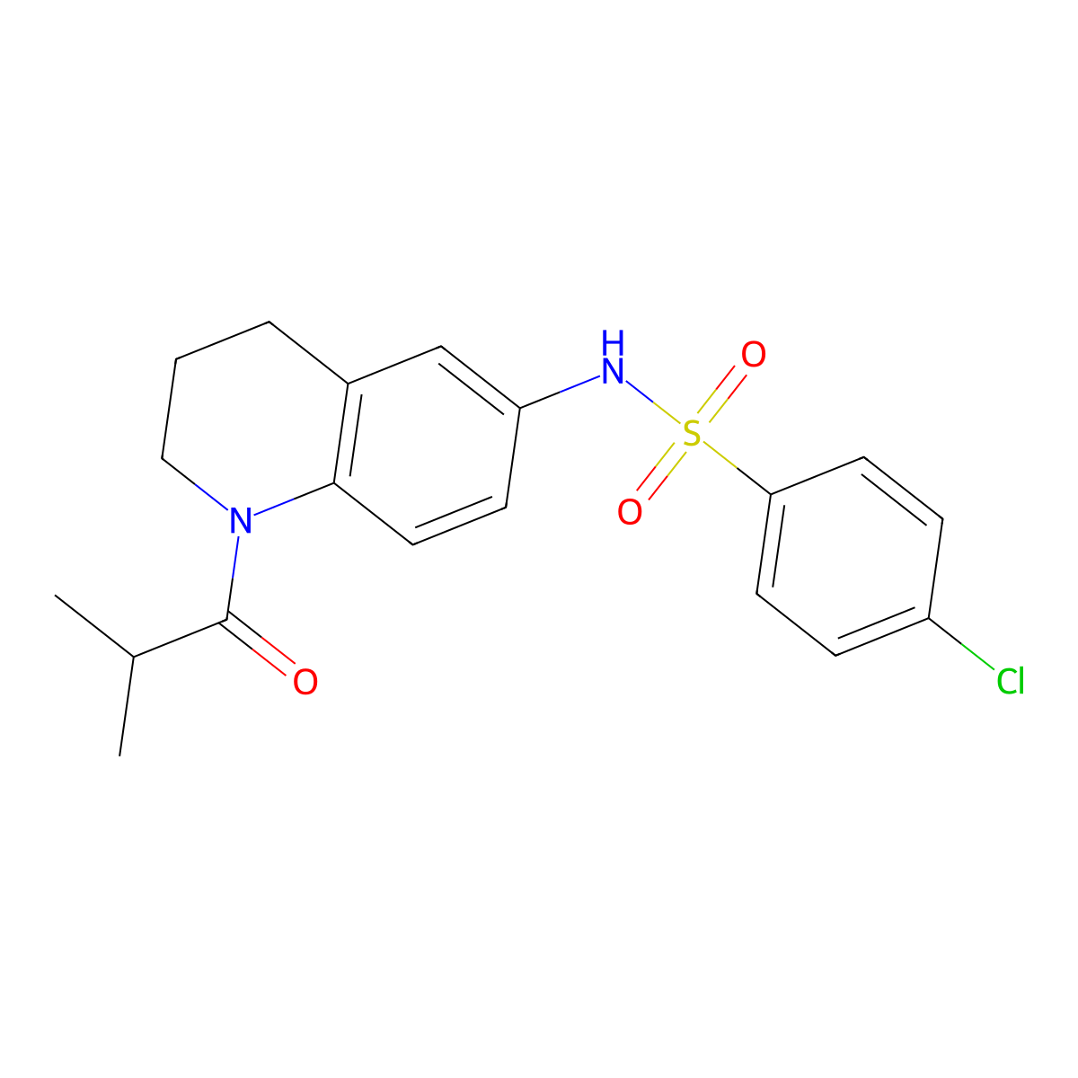 4-chloro-N-(1-isobutyryl-1,2,3,4-tetrahydroquinolin-6-yl)benzenesulfonamide molecular structure, CAS 1005293-43-5