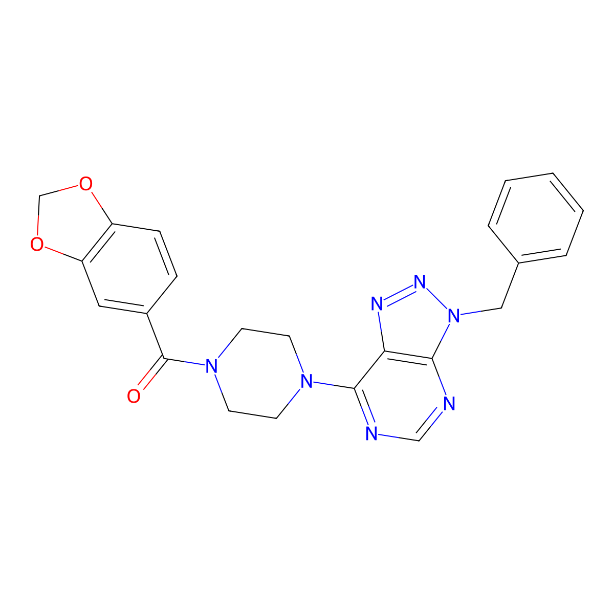 7-[4-(1,3-benzodioxol-5-ylcarbonyl)piperazin-1-yl]-3-benzyl-3H-[1,2,3]triazolo[4,5-d]pyrimidine molecular structure, CAS 1005293-47-9