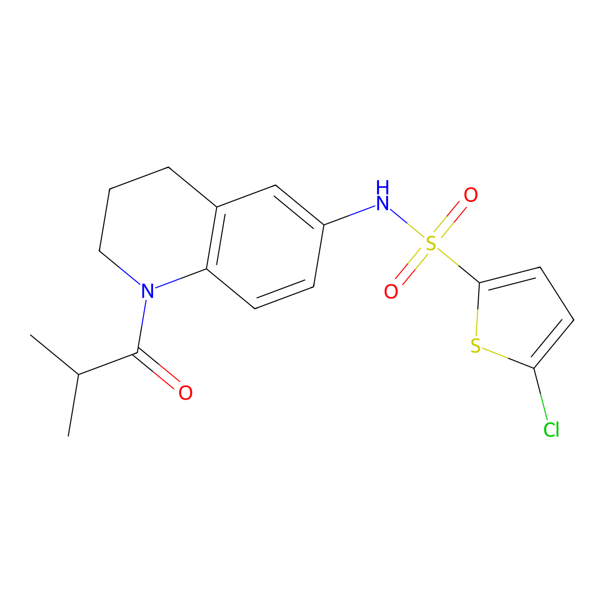 5-chloro-N-(1-isobutyryl-1,2,3,4-tetrahydroquinolin-6-yl)thiophene-2-sulfonamide molecular structure, CAS 1005293-49-1