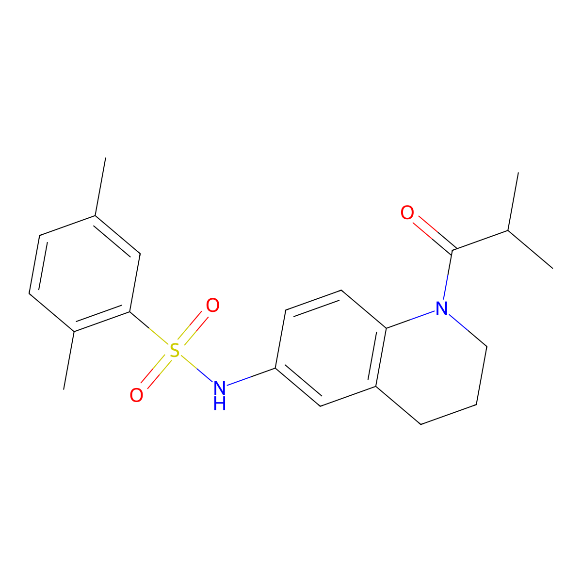 N-(1-isobutyryl-1,2,3,4-tetrahydroquinolin-6-yl)-2,5-dimethylbenzenesulfonamide molecular structure, CAS 1005293-55-9