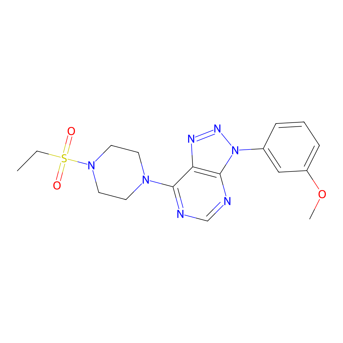 7-(4-(ethylsulfonyl)piperazin-1-yl)-3-(3-methoxyphenyl)-3H-[1,2,3]triazolo[4,5-d]pyrimidine molecular structure, CAS 1005293-56-0