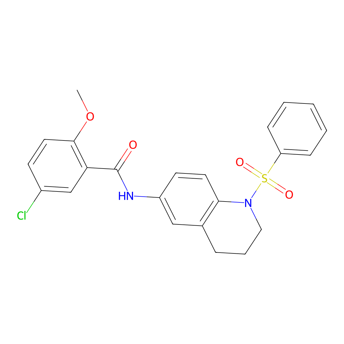 5-chloro-2-methoxy-N-(1-(phenylsulfonyl)-1,2,3,4-tetrahydroquinolin-6-yl)benzamide molecular structure, CAS 1005293-61-7