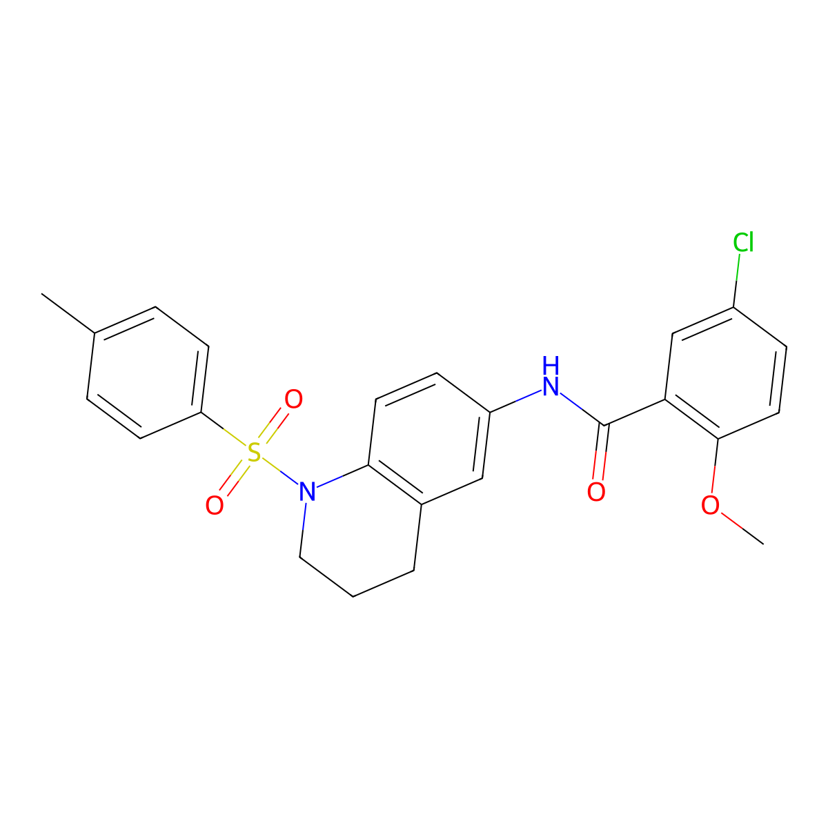 5-chloro-2-methoxy-N-(1-tosyl-1,2,3,4-tetrahydroquinolin-6-yl)benzamide molecular structure, CAS 1005293-67-3
