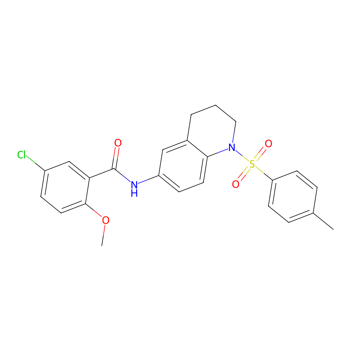 5-chloro-2-methoxy-N-(1-tosyl-1,2,3,4-tetrahydroquinolin-6-yl)benzamide molecular structure, CAS 1005293-67-3
