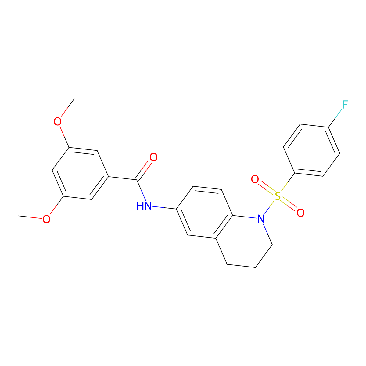 N-(1-((4-fluorophenyl)sulfonyl)-1,2,3,4-tetrahydroquinolin-6-yl)-3,5-dimethoxybenzamide molecular structure, CAS 1005293-77-5