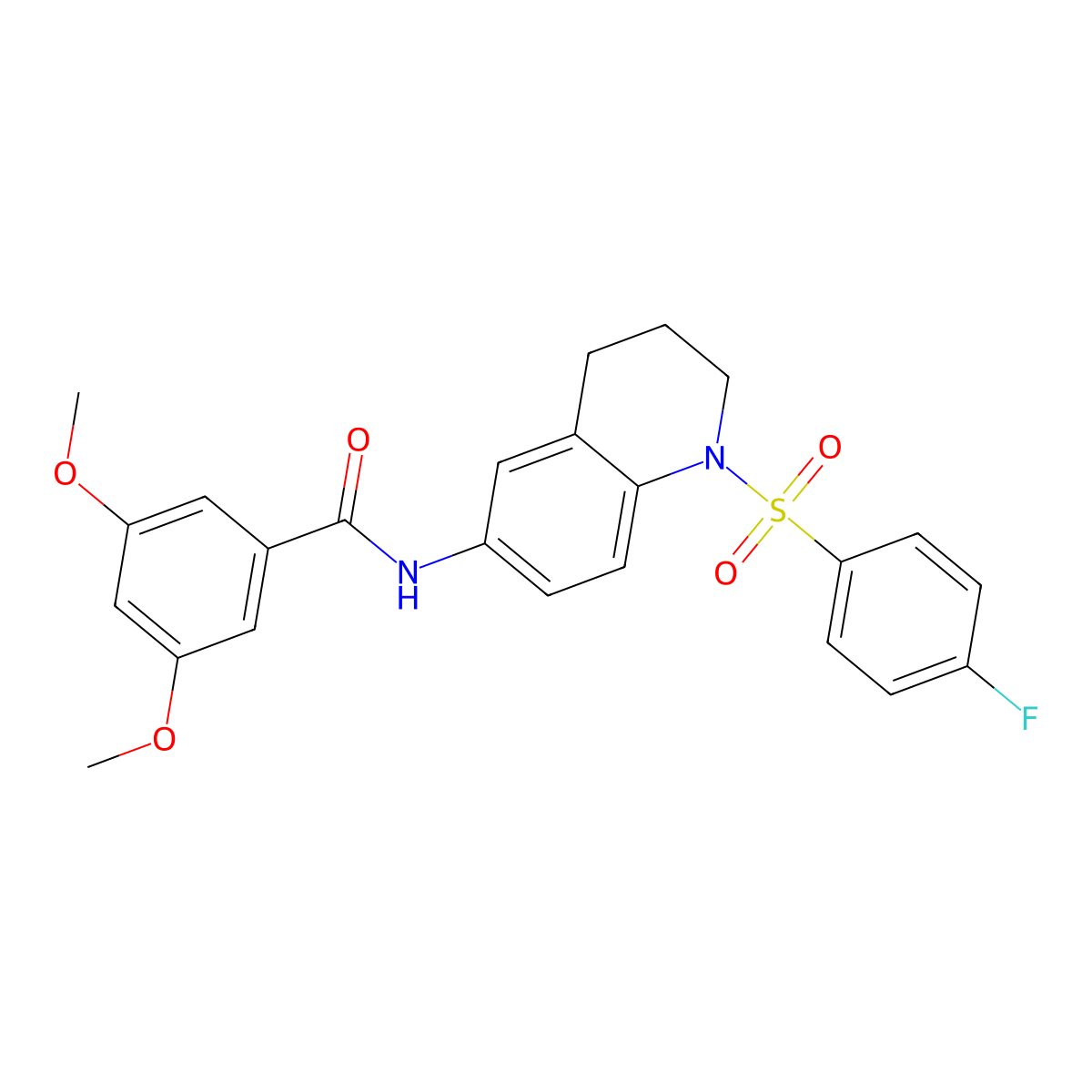 N-(1-((4-fluorophenyl)sulfonyl)-1,2,3,4-tetrahydroquinolin-6-yl)-3,5-dimethoxybenzamide molecular structure, CAS 1005293-77-5