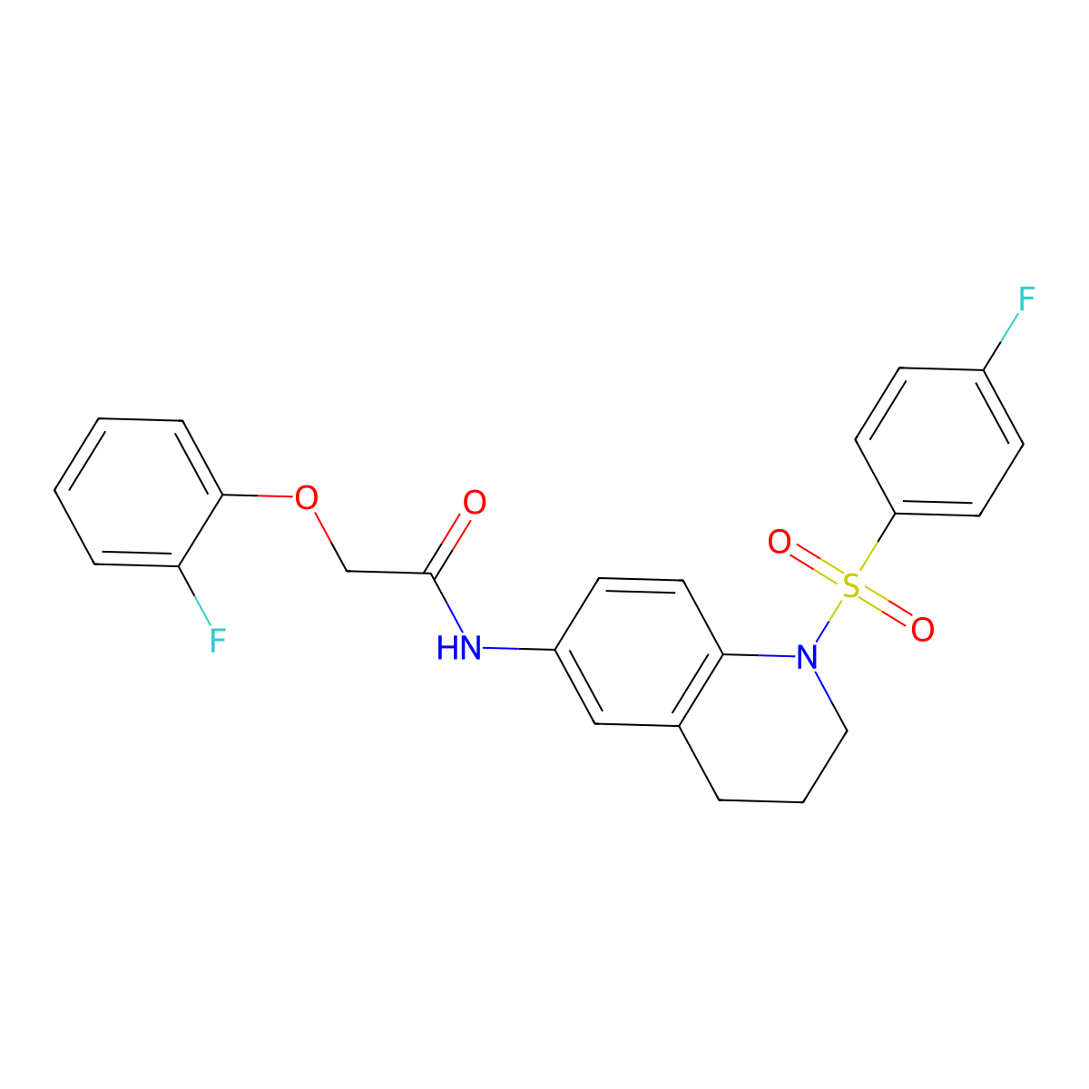 2-(2-fluorophenoxy)-N-(1-((4-fluorophenyl)sulfonyl)-1,2,3,4-tetrahydroquinolin-6-yl)acetamide molecular structure, CAS 1005293-81-1