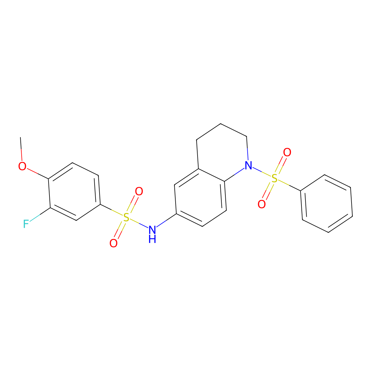 3-fluoro-4-methoxy-N-(1-(phenylsulfonyl)-1,2,3,4-tetrahydroquinolin-6-yl)benzenesulfonamide molecular structure, CAS 1005293-93-5