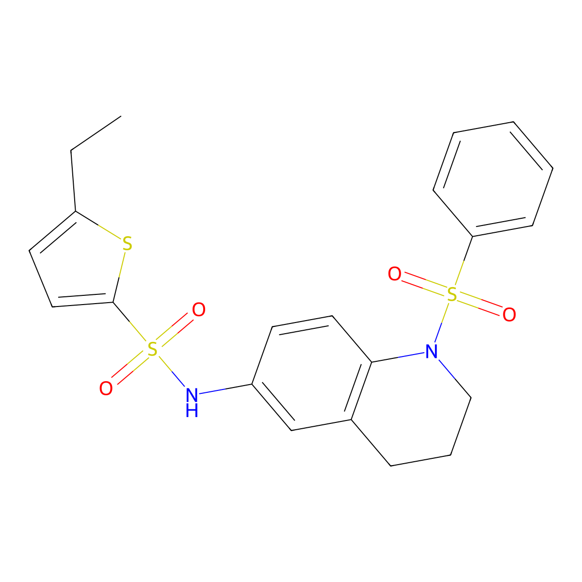 5-ethyl-N-(1-(phenylsulfonyl)-1,2,3,4-tetrahydroquinolin-6-yl)thiophene-2-sulfonamide molecular structure, CAS 1005293-95-7