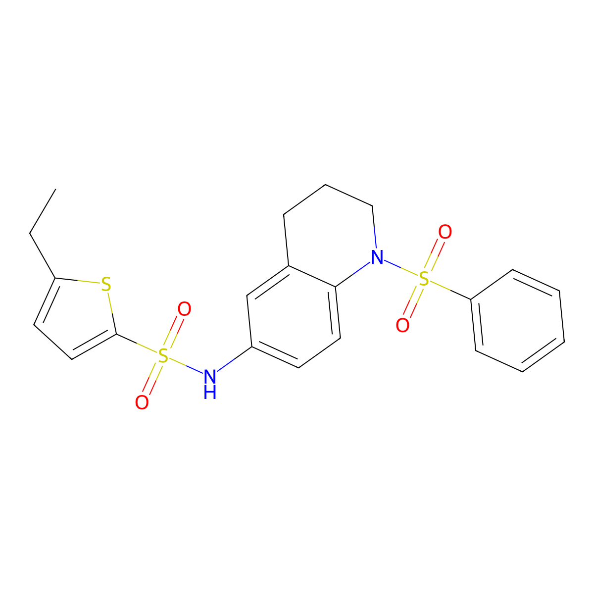 5-ethyl-N-(1-(phenylsulfonyl)-1,2,3,4-tetrahydroquinolin-6-yl)thiophene-2-sulfonamide molecular structure, CAS 1005293-95-7