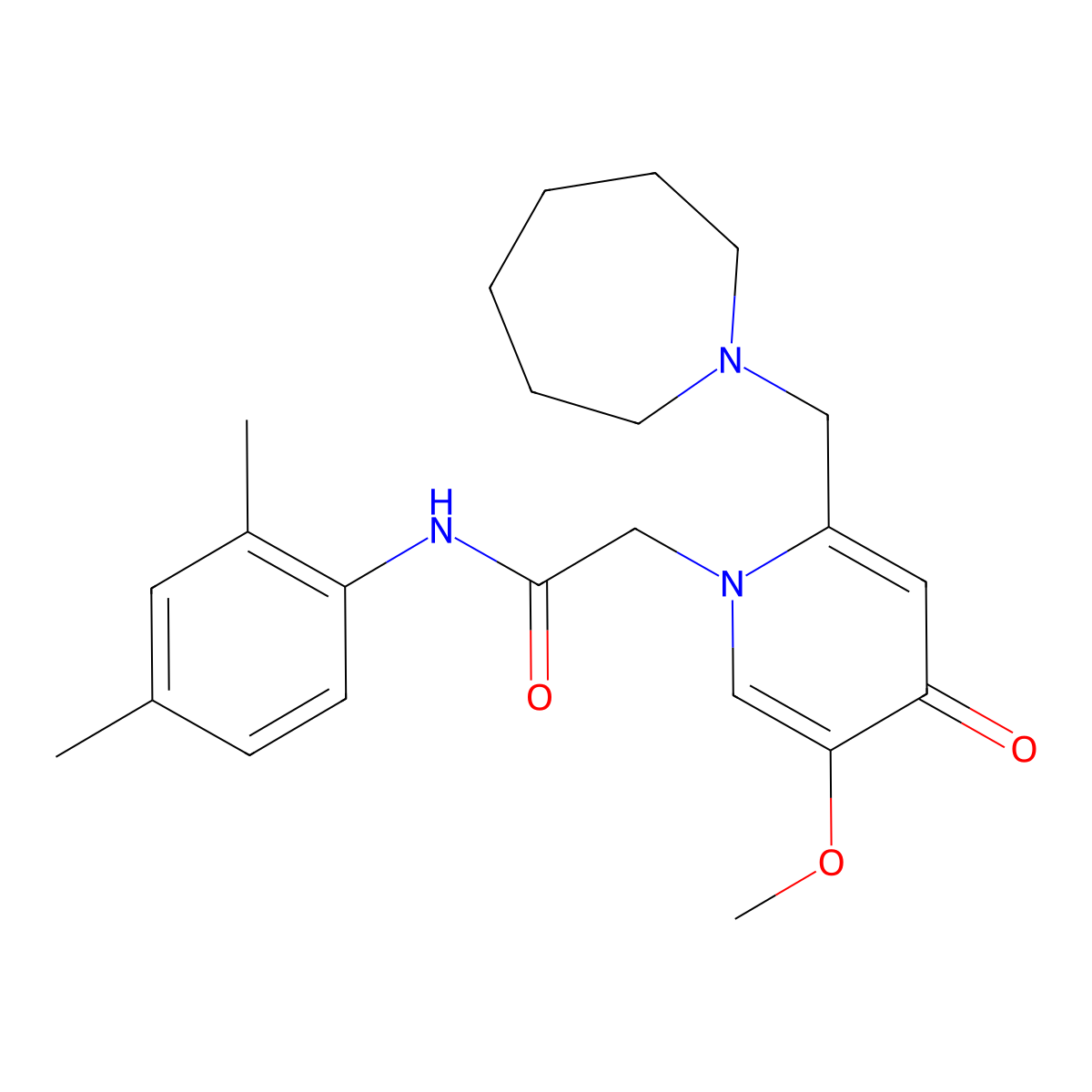 2-(2-(azepan-1-ylmethyl)-5-methoxy-4-oxopyridin-1(4H)-yl)-N-(2,4-dimethylphenyl)acetamide molecular structure, CAS 1005293-96-8