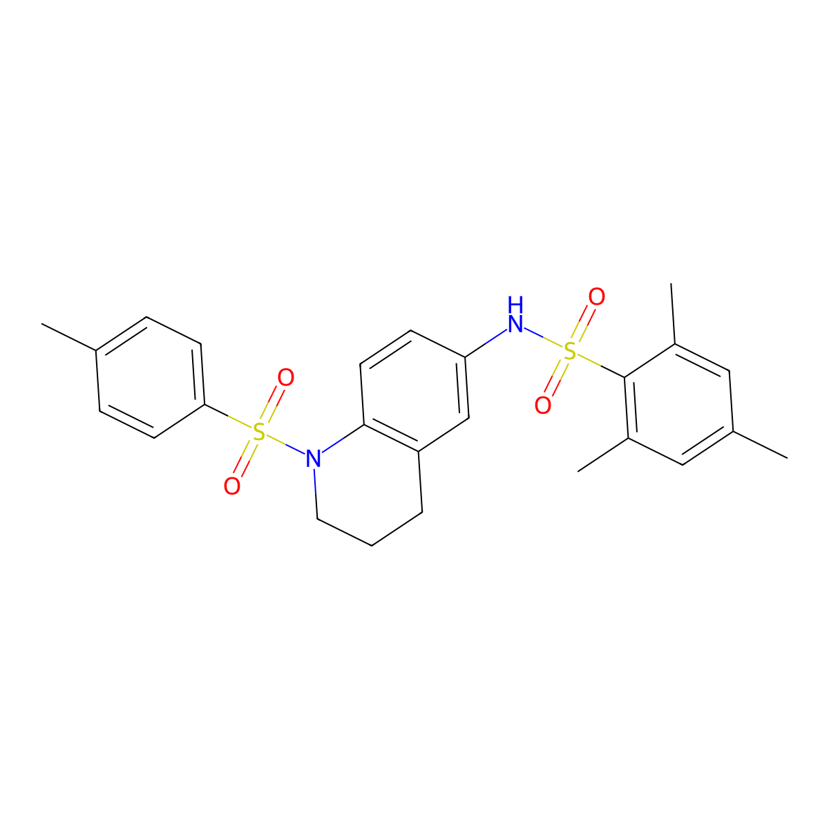 2,4,6-trimethyl-N-(1-tosyl-1,2,3,4-tetrahydroquinolin-6-yl)benzenesulfonamide molecular structure, CAS 1005293-97-9