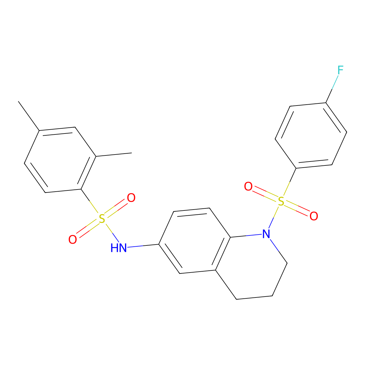 N-(1-((4-fluorophenyl)sulfonyl)-1,2,3,4-tetrahydroquinolin-6-yl)-2,4-dimethylbenzenesulfonamide molecular structure, CAS 1005294-01-8