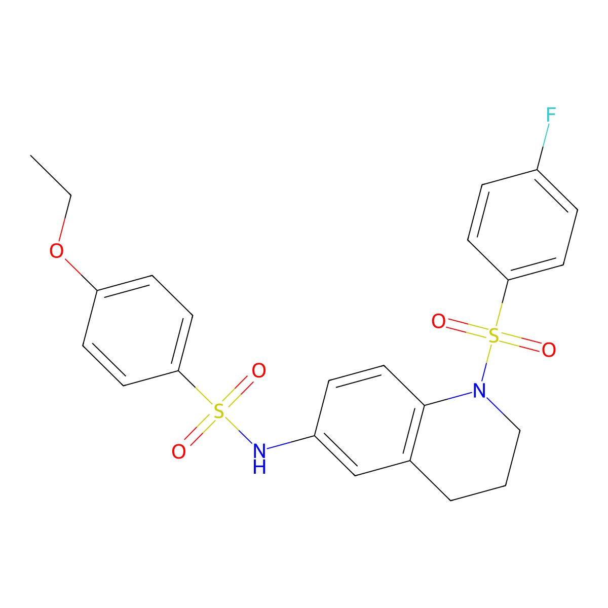 4-ethoxy-N-(1-((4-fluorophenyl)sulfonyl)-1,2,3,4-tetrahydroquinolin-6-yl)benzenesulfonamide molecular structure, CAS 1005294-03-0