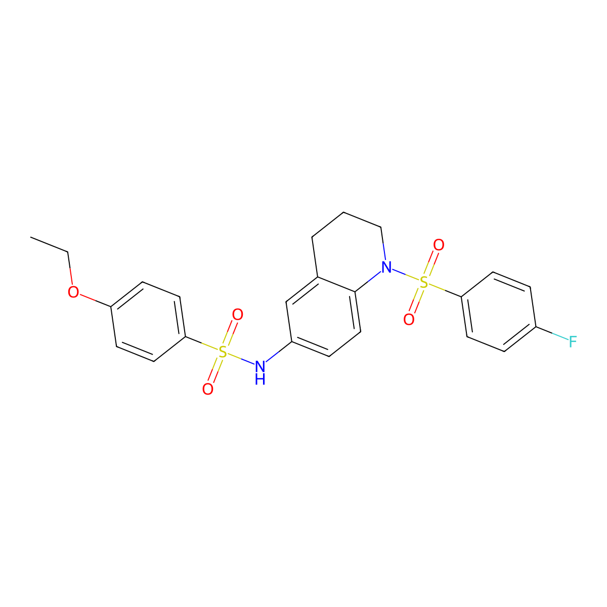 4-ethoxy-N-(1-((4-fluorophenyl)sulfonyl)-1,2,3,4-tetrahydroquinolin-6-yl)benzenesulfonamide molecular structure, CAS 1005294-03-0