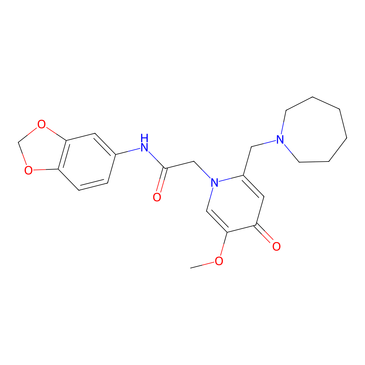 2-[2-(azepan-1-ylmethyl)-5-methoxy-4-oxopyridin-1(4H)-yl]-N-1,3-benzodioxol-5-ylacetamide molecular structure, CAS 1005294-10-9