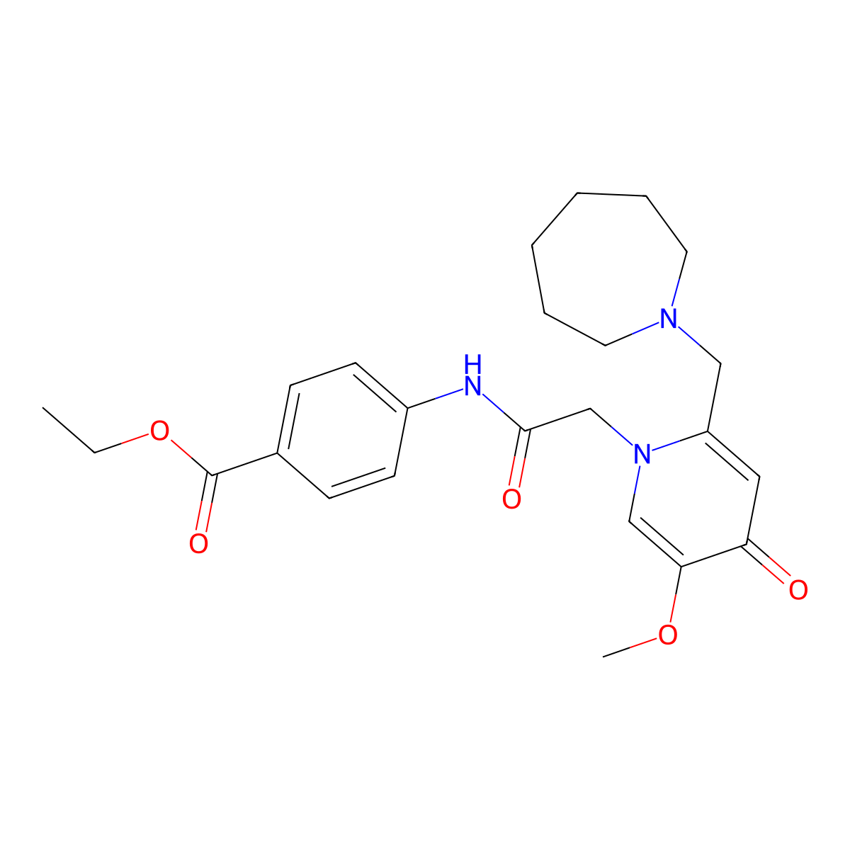 ethyl 4-({[2-(azepan-1-ylmethyl)-5-methoxy-4-oxopyridin-1(4H)-yl]acetyl}amino)benzoate molecular structure, CAS 1005294-12-1