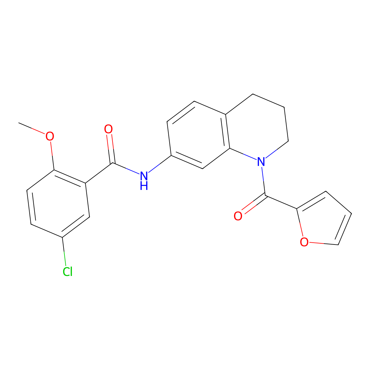 5-chloro-N-[1-(furan-2-carbonyl)-1,2,3,4-tetrahydroquinolin-7-yl]-2-methoxybenzamide molecular structure, CAS 1005294-13-2