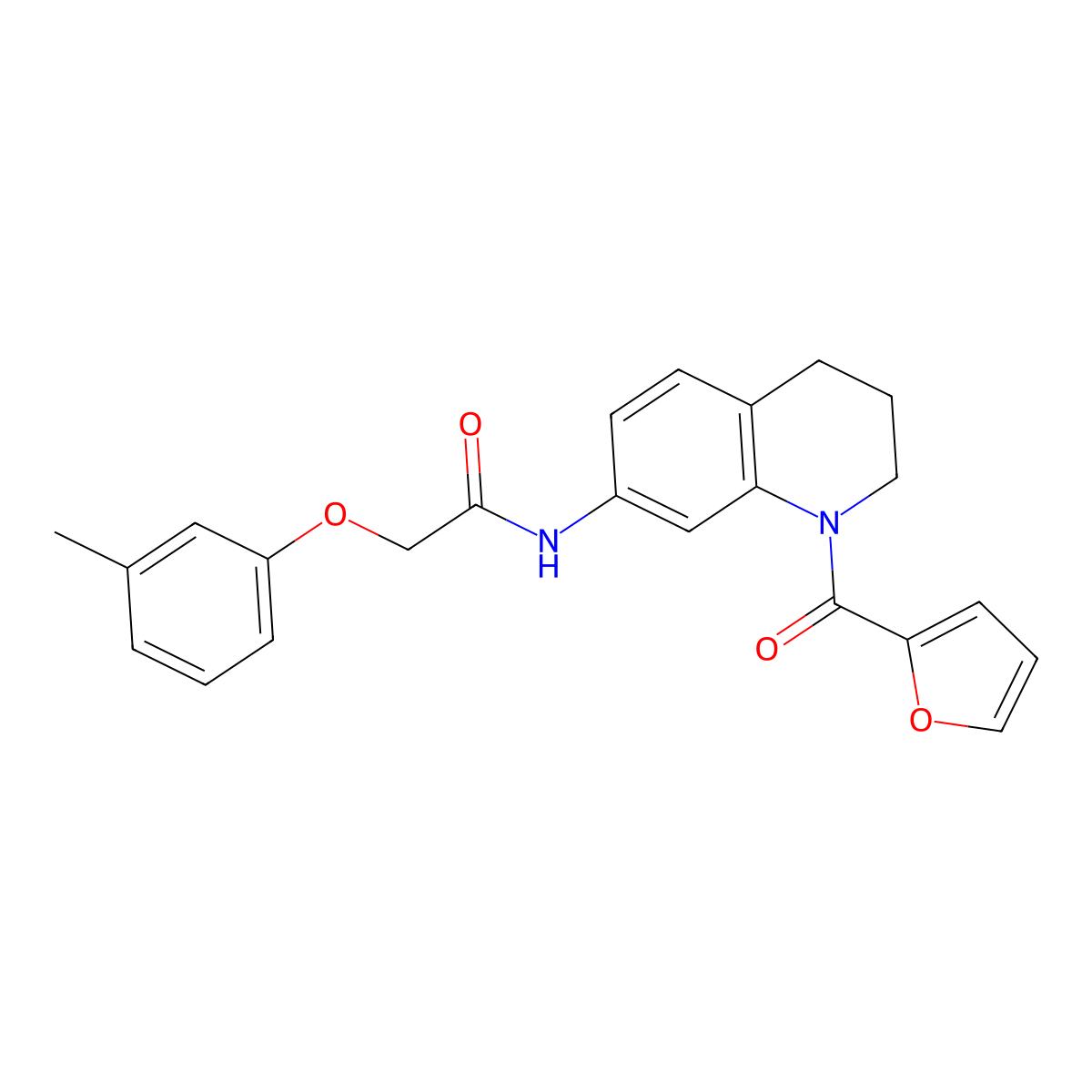 N-(1-(furan-2-carbonyl)-1,2,3,4-tetrahydroquinolin-7-yl)-2-(m-tolyloxy)acetamide molecular structure, CAS 1005294-15-4