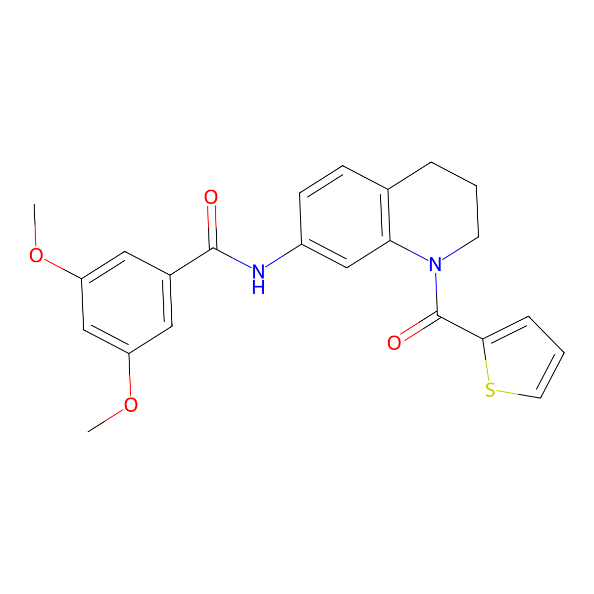 3,5-dimethoxy-N-(1-(thiophene-2-carbonyl)-1,2,3,4-tetrahydroquinolin-7-yl)benzamide molecular structure, CAS 1005294-19-8