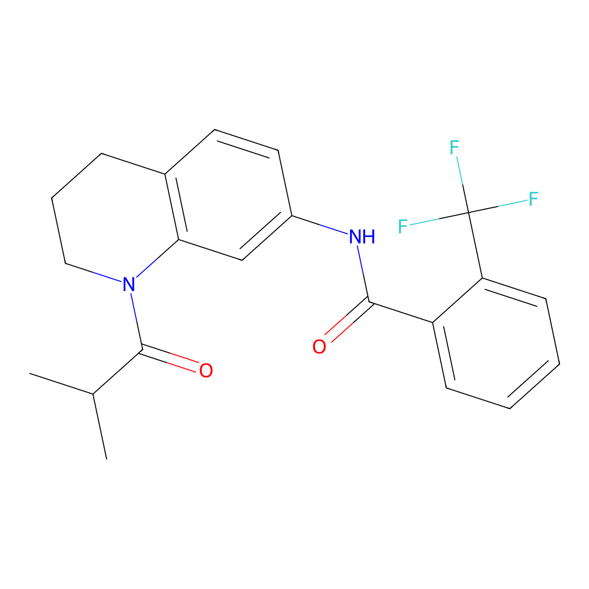 N-(1-isobutyryl-1,2,3,4-tetrahydroquinolin-7-yl)-2-(trifluoromethyl)benzamide molecular structure, CAS 1005294-33-6