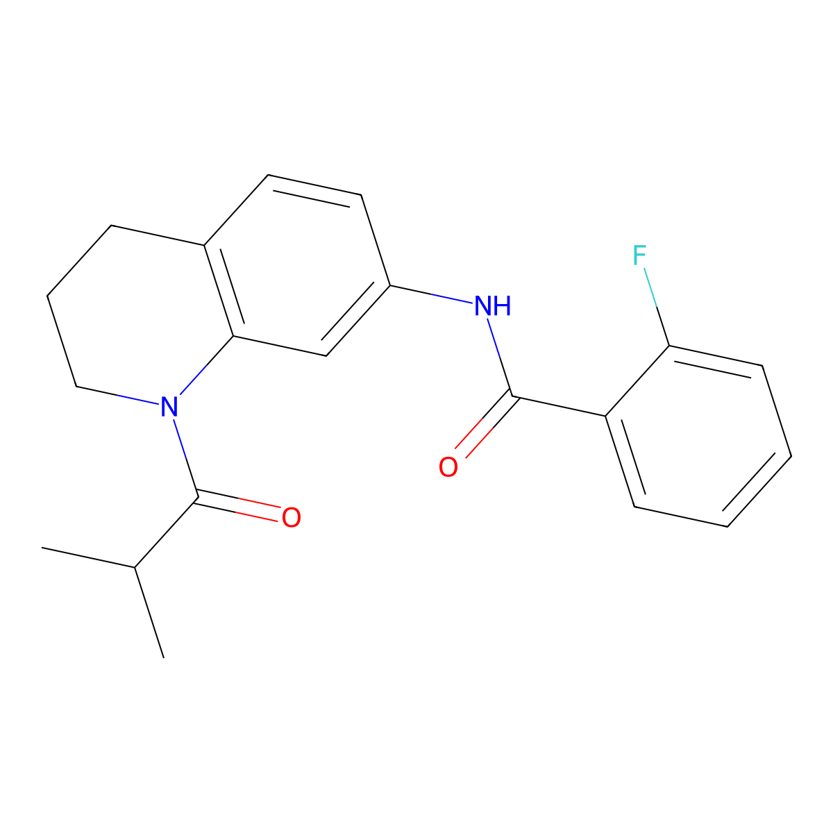 2-fluoro-N-(1-isobutyryl-1,2,3,4-tetrahydroquinolin-7-yl)benzamide molecular structure, CAS 1005294-34-7