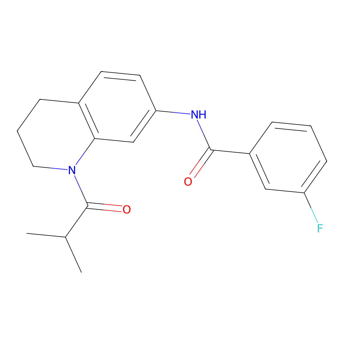 3-fluoro-N-(1-isobutyryl-1,2,3,4-tetrahydroquinolin-7-yl)benzamide molecular structure, CAS 1005294-36-9