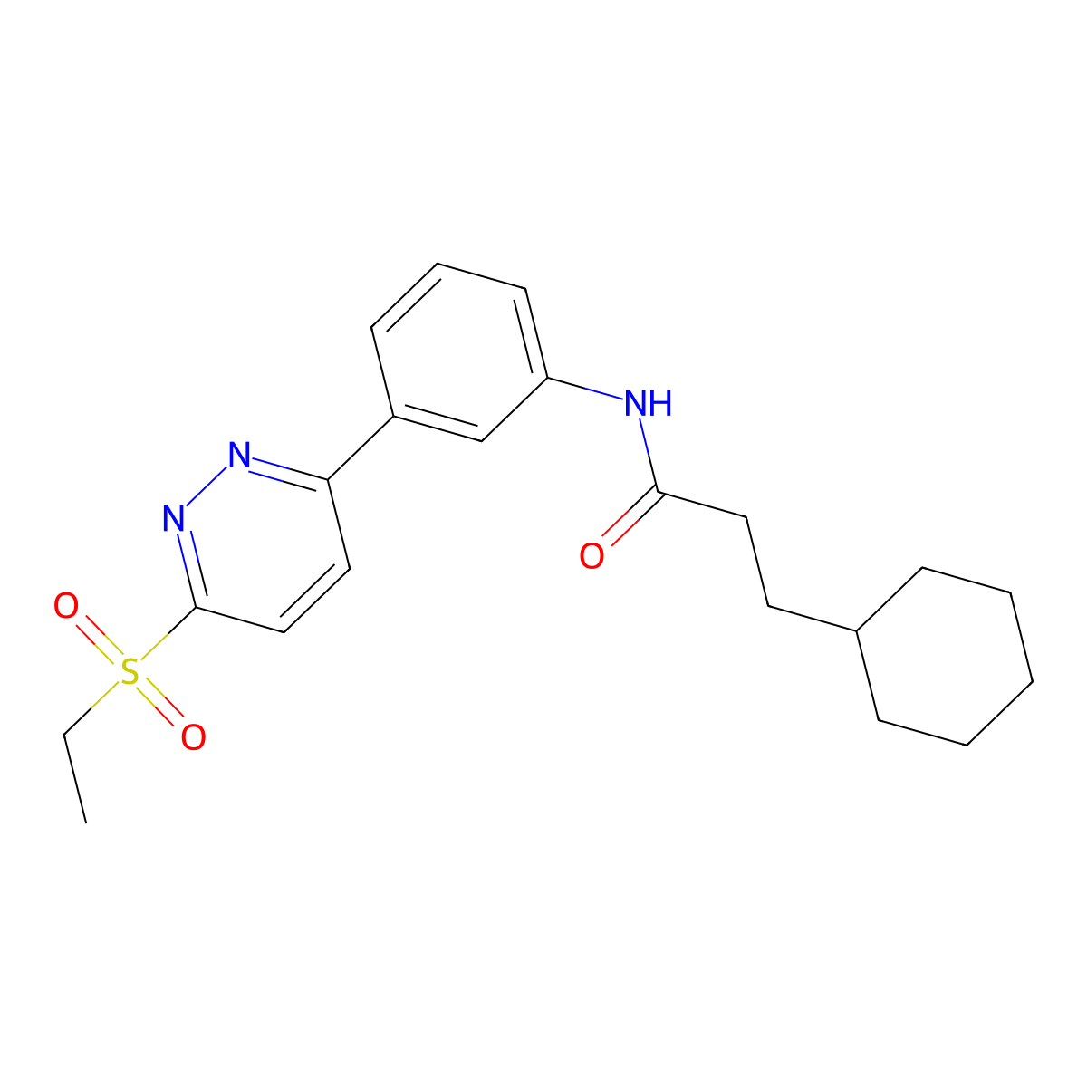 3-cyclohexyl-N-(3-(6-(ethylsulfonyl)pyridazin-3-yl)phenyl)propanamide molecular structure, CAS 1005294-37-0