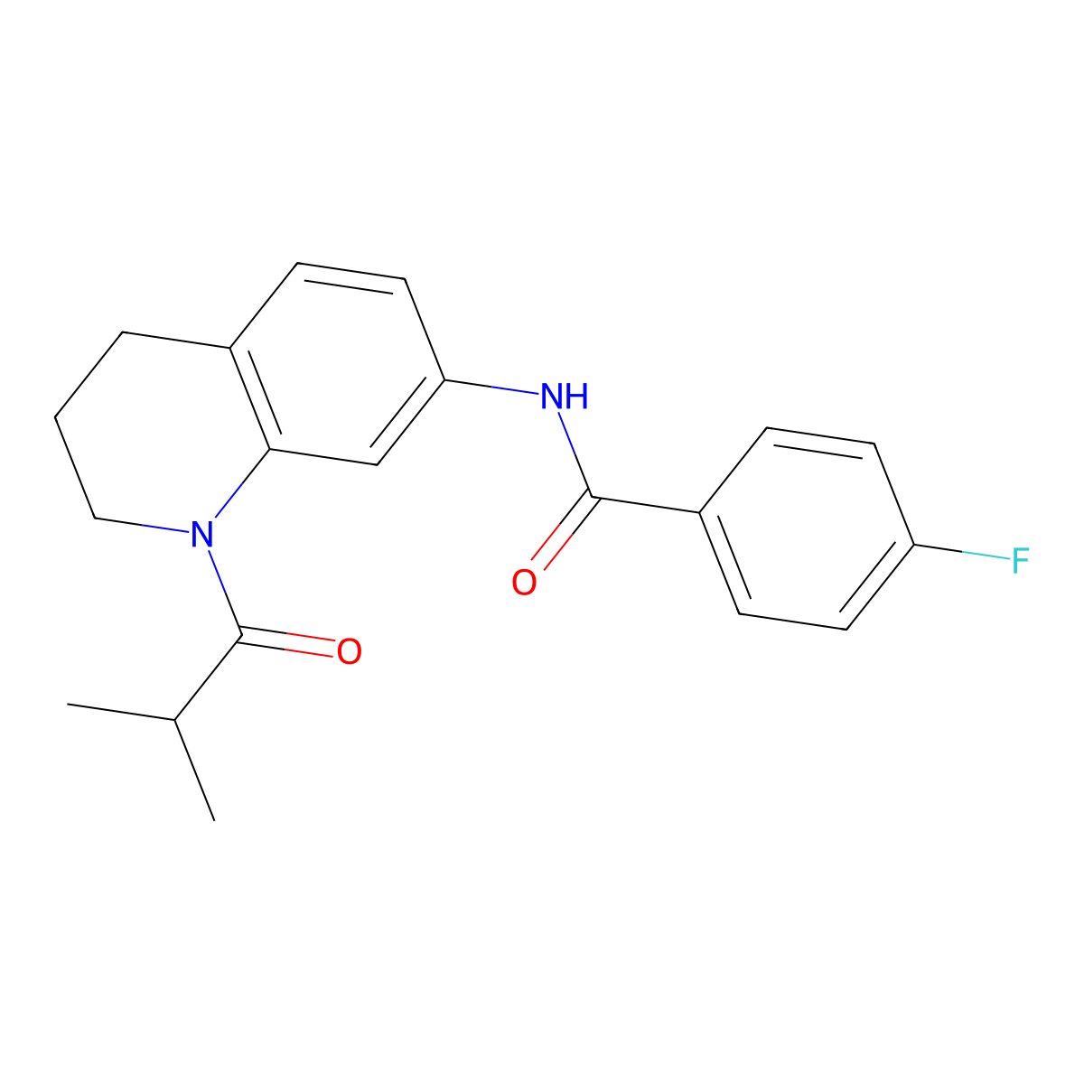 4-fluoro-N-(1-isobutyryl-1,2,3,4-tetrahydroquinolin-7-yl)benzamide molecular structure, CAS 1005294-38-1