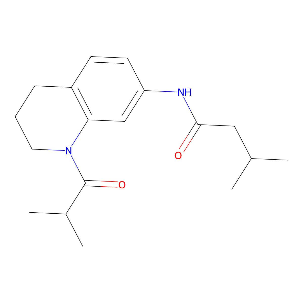N-(1-isobutyryl-1,2,3,4-tetrahydroquinolin-7-yl)-3-methylbutanamide molecular structure, CAS 1005294-40-5