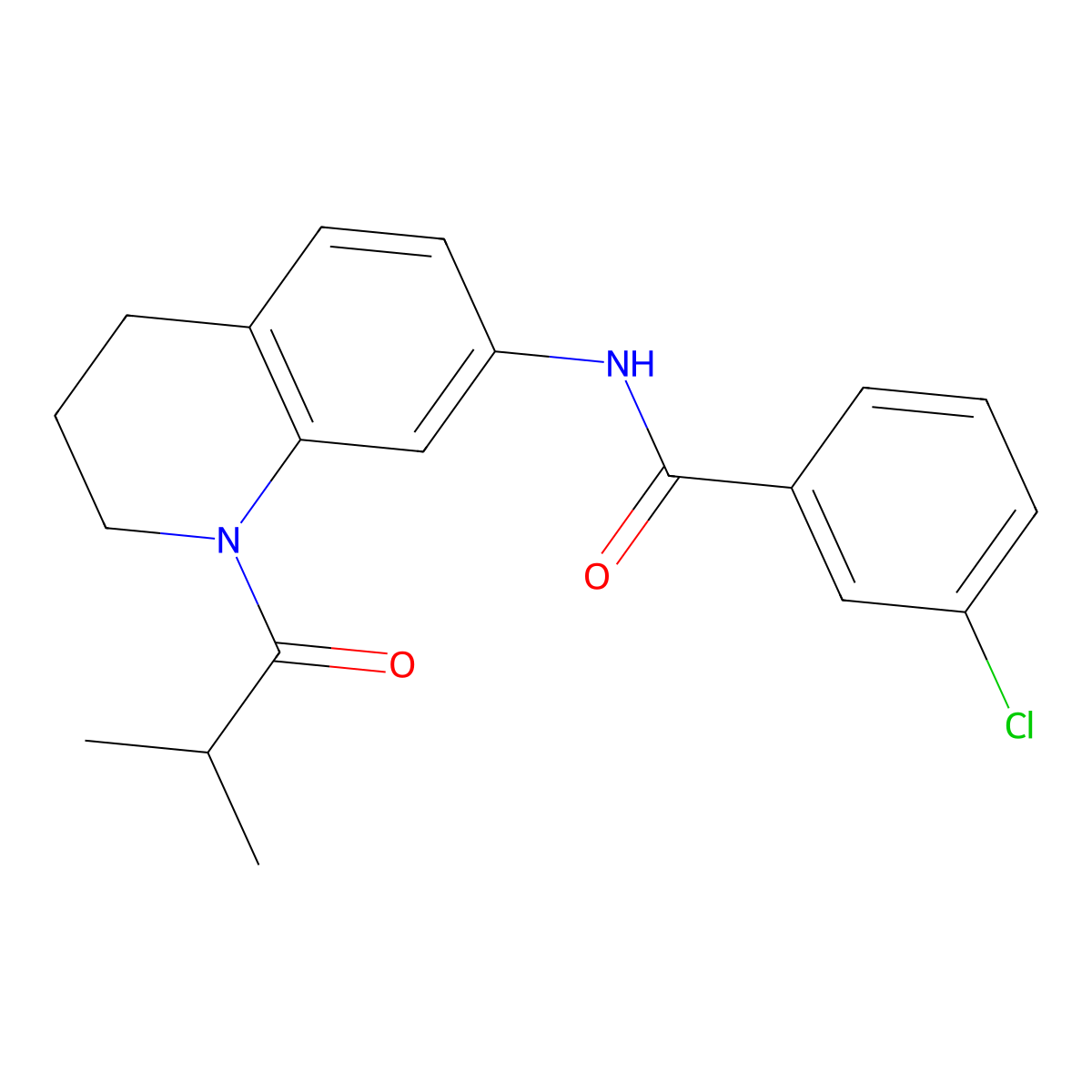 3-chloro-N-(1-isobutyryl-1,2,3,4-tetrahydroquinolin-7-yl)benzamide molecular structure, CAS 1005294-42-7