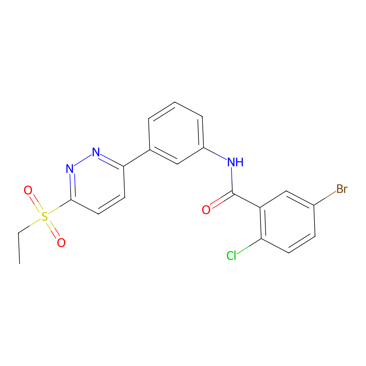 5-bromo-2-chloro-N-(3-(6-(ethylsulfonyl)pyridazin-3-yl)phenyl)benzamide molecular structure, CAS 1005294-43-8