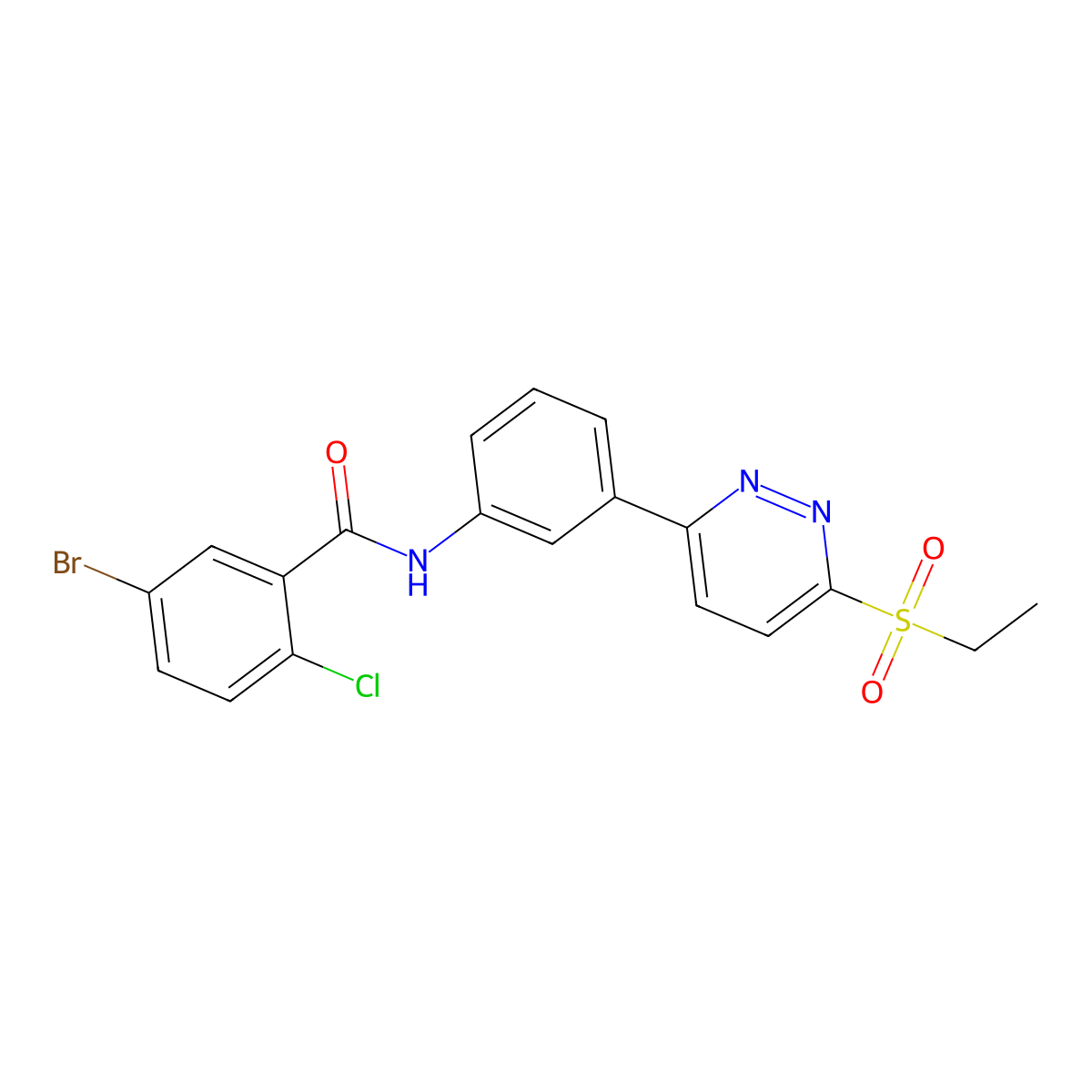 5-bromo-2-chloro-N-(3-(6-(ethylsulfonyl)pyridazin-3-yl)phenyl)benzamide molecular structure, CAS 1005294-43-8