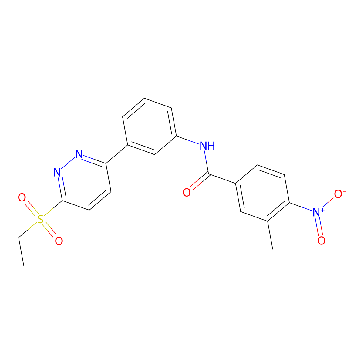 N-(3-(6-(ethylsulfonyl)pyridazin-3-yl)phenyl)-3-methyl-4-nitrobenzamide molecular structure, CAS 1005294-45-0