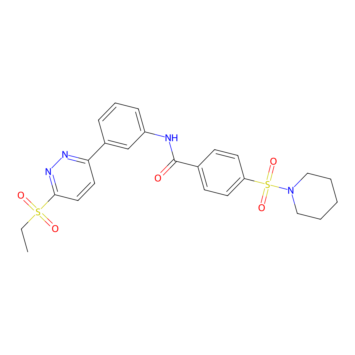 N-(3-(6-(ethylsulfonyl)pyridazin-3-yl)phenyl)-4-(piperidin-1-ylsulfonyl)benzamide molecular structure, CAS 1005294-51-8