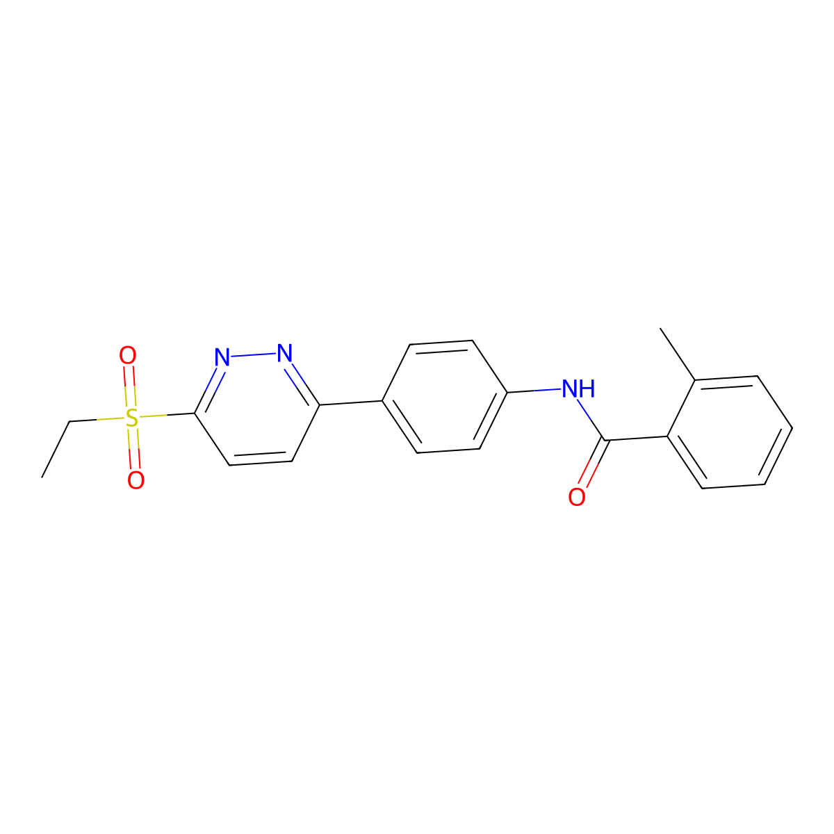 N-(4-(6-(ethylsulfonyl)pyridazin-3-yl)phenyl)-2-methylbenzamide molecular structure, CAS 1005294-56-3