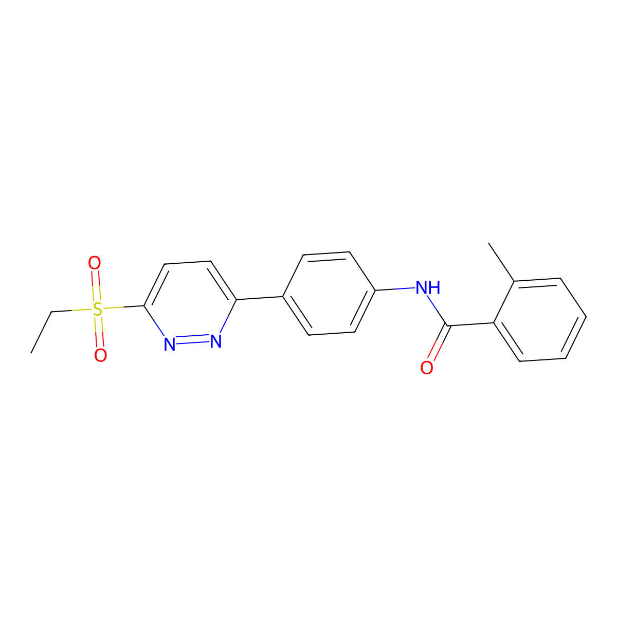 N-(4-(6-(ethylsulfonyl)pyridazin-3-yl)phenyl)-2-methylbenzamide molecular structure, CAS 1005294-56-3