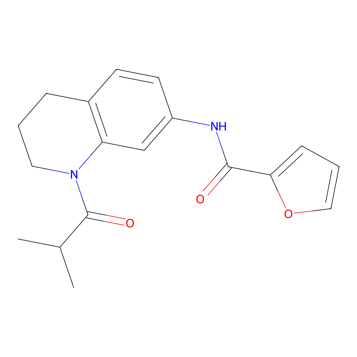 N-[1-(2-methylpropanoyl)-3,4-dihydro-2H-quinolin-7-yl]furan-2-carboxamide molecular structure, CAS 1005294-57-4