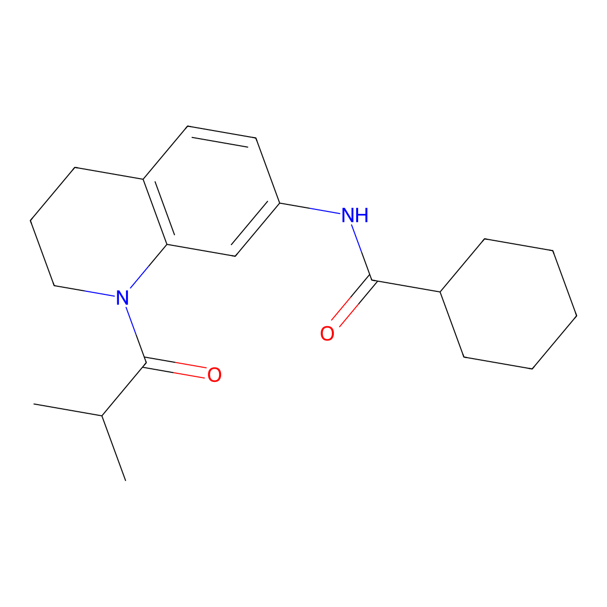N-(1-isobutyryl-1,2,3,4-tetrahydroquinolin-7-yl)cyclohexanecarboxamide molecular structure, CAS 1005294-61-0