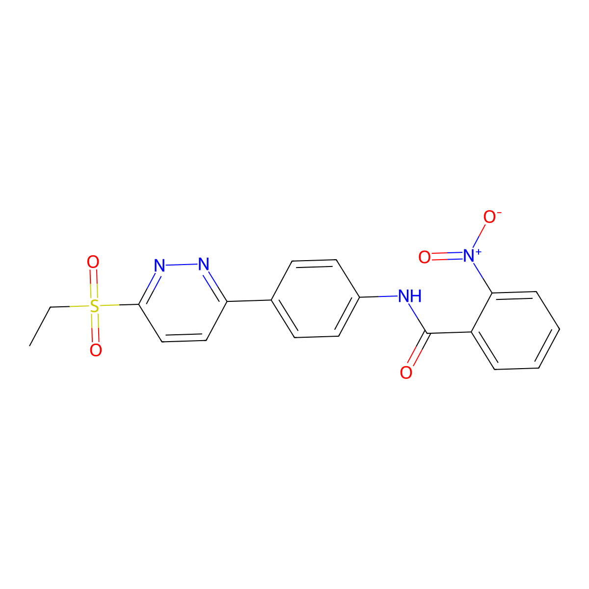 N-(4-(6-(ethylsulfonyl)pyridazin-3-yl)phenyl)-2-nitrobenzamide molecular structure, CAS 1005294-62-1