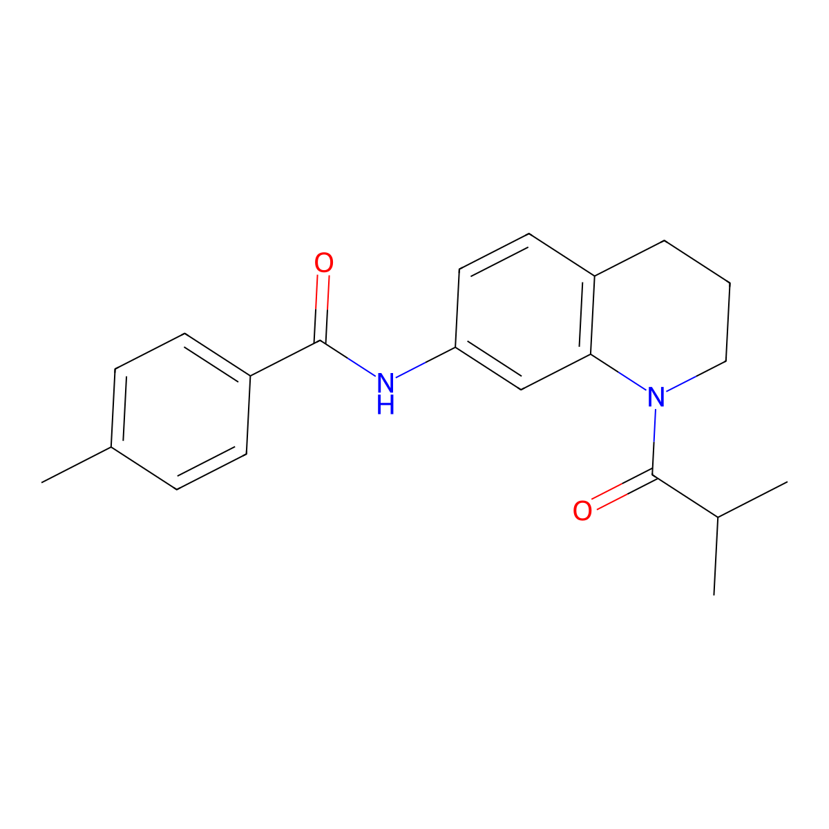N-(1-isobutyryl-1,2,3,4-tetrahydroquinolin-7-yl)-4-methylbenzamide molecular structure, CAS 1005294-63-2
