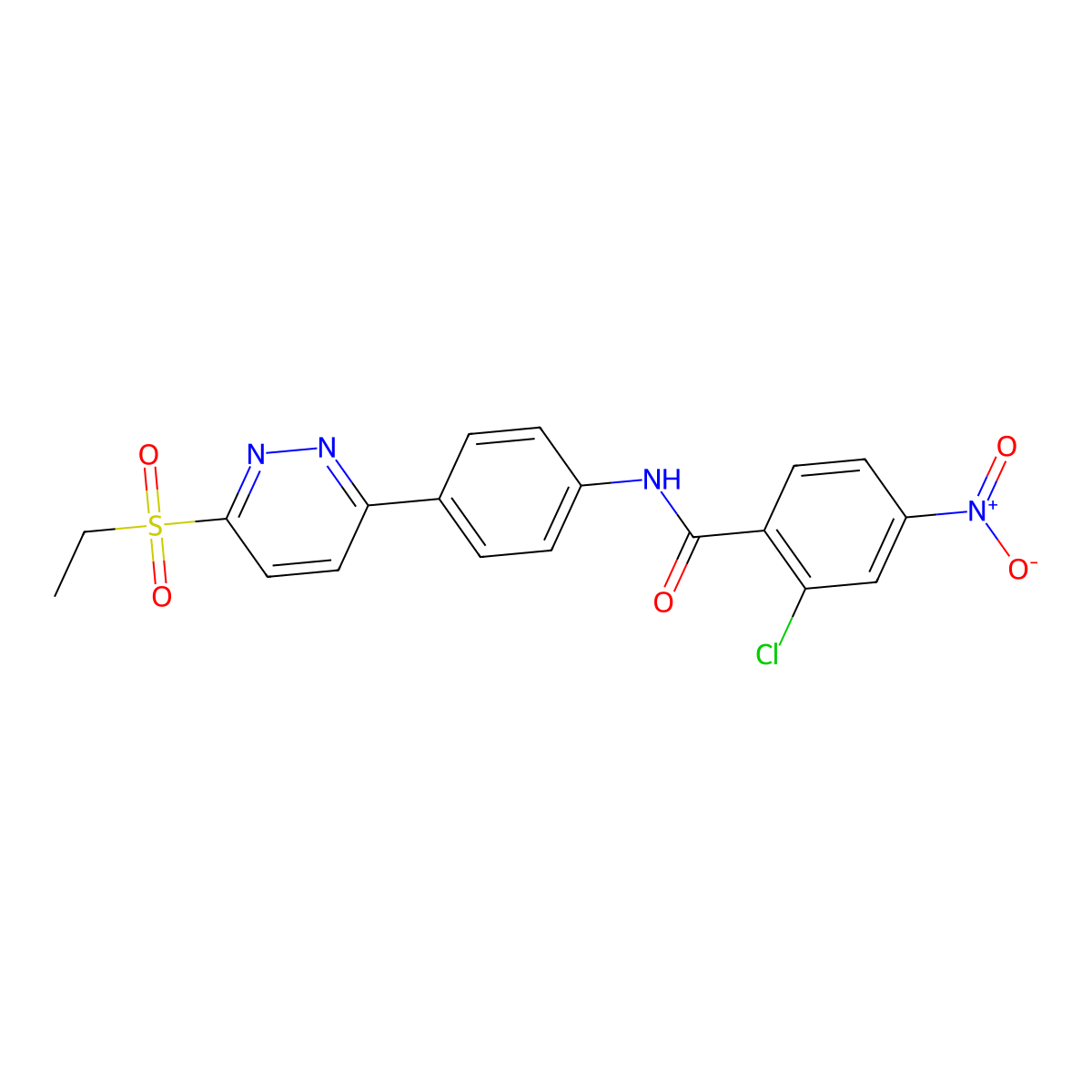 2-chloro-N-(4-(6-(ethylsulfonyl)pyridazin-3-yl)phenyl)-4-nitrobenzamide molecular structure, CAS 1005294-64-3