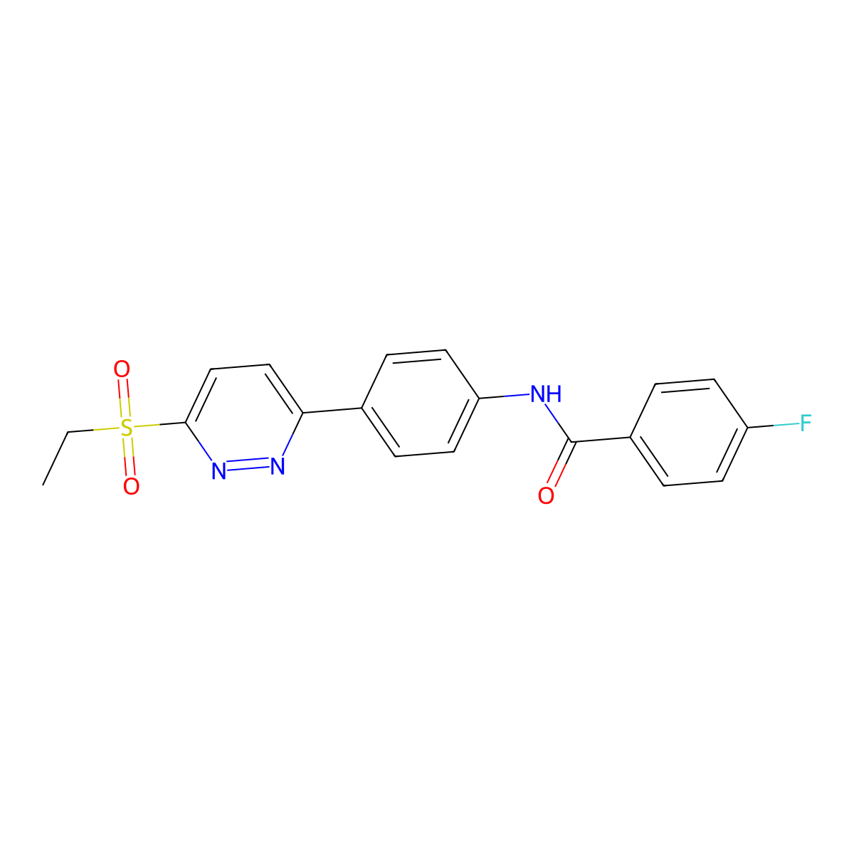 N-(4-(6-(ethylsulfonyl)pyridazin-3-yl)phenyl)-4-fluorobenzamide molecular structure, CAS 1005294-67-6
